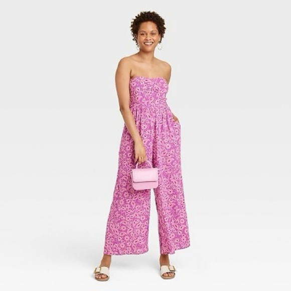 Knox Rose - Pink Floral Strapless Jumpsuit - Picture 2 of 12